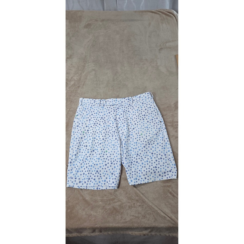 RLX Ralph Lauren Men's Turtle Print AOP 10" Golf Shorts Size 36 White Blue